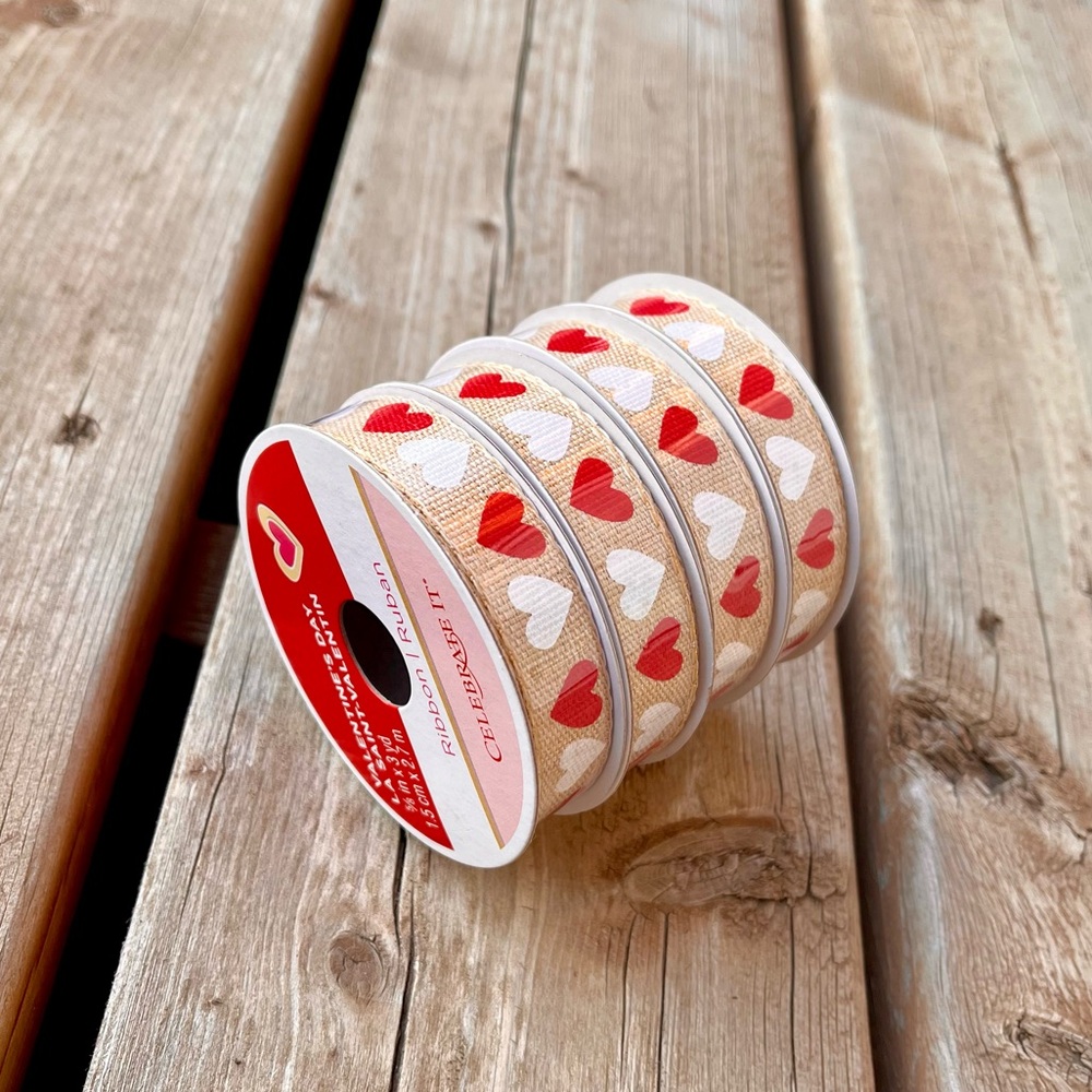 Lot of 4 Rolls of Valentine’s Day Ribbon (Brand New)